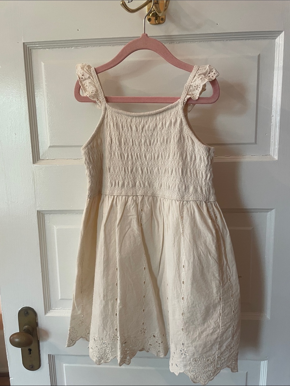 Zara Cream Eyelet Sundress with Ruffle Straps